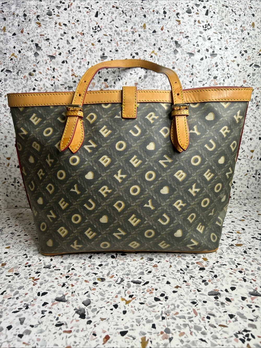 Dooney And Bourke East West Tote Y2K-era "Crossword" or "It" Collection - Picture 5 of 16